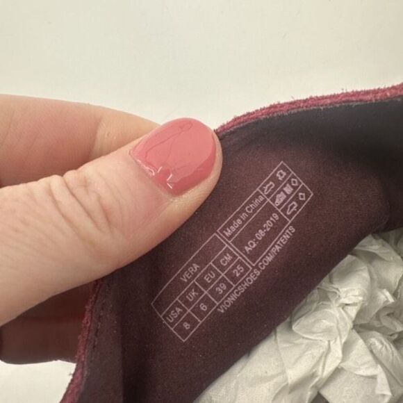 Vionic Vera Women's Suede Leather Stacked Heel Side Zip Ankle‎ Boots Red Size 8 - Picture 8 of 8